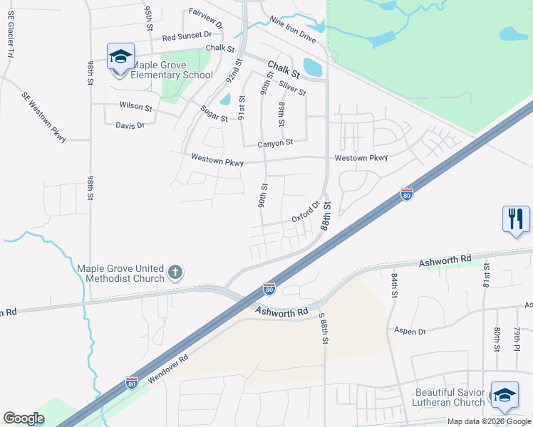 map of restaurants, bars, coffee shops, grocery stores, and more near 1160 89th Street in West Des Moines