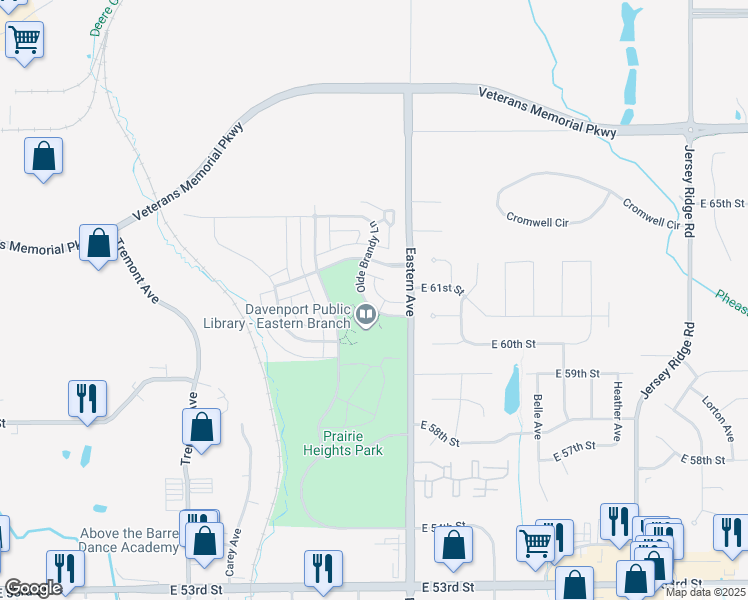 map of restaurants, bars, coffee shops, grocery stores, and more near 1644 Olde Brandy Lane in Davenport