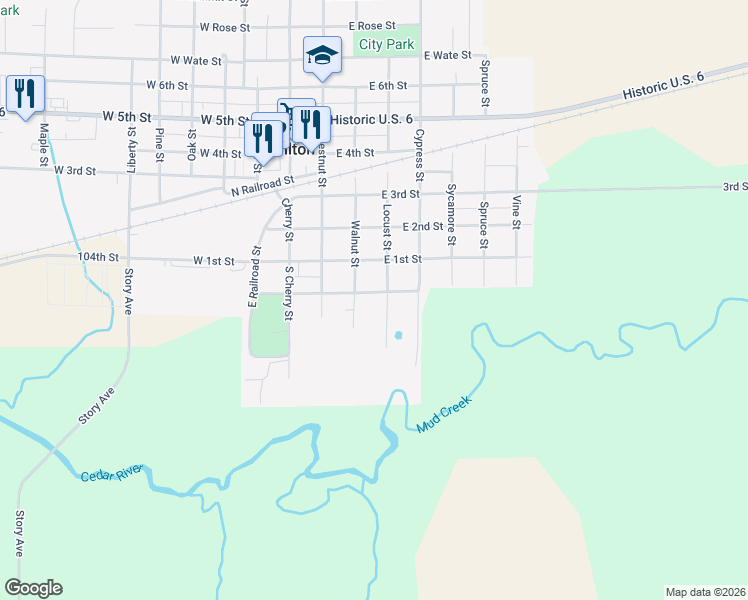 map of restaurants, bars, coffee shops, grocery stores, and more near 106 Walnut Street in Wilton