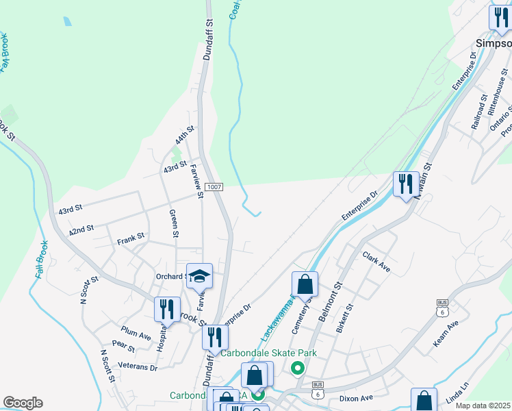map of restaurants, bars, coffee shops, grocery stores, and more near 10 Hart Place in Carbondale