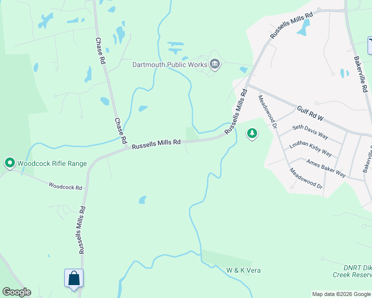 map of restaurants, bars, coffee shops, grocery stores, and more near Fresh River Valley Road in Dartmouth