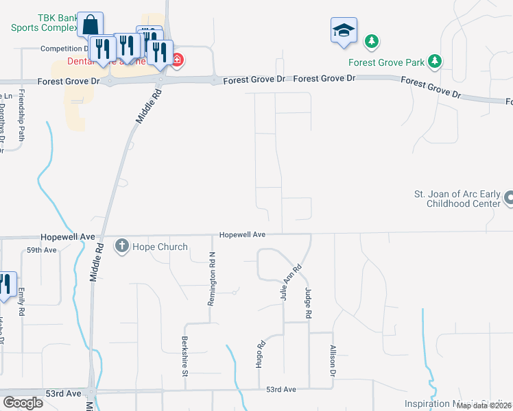 map of restaurants, bars, coffee shops, grocery stores, and more near 5783 Judge Road in Bettendorf
