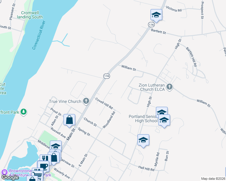 map of restaurants, bars, coffee shops, grocery stores, and more near 12 Edwards Road in Portland