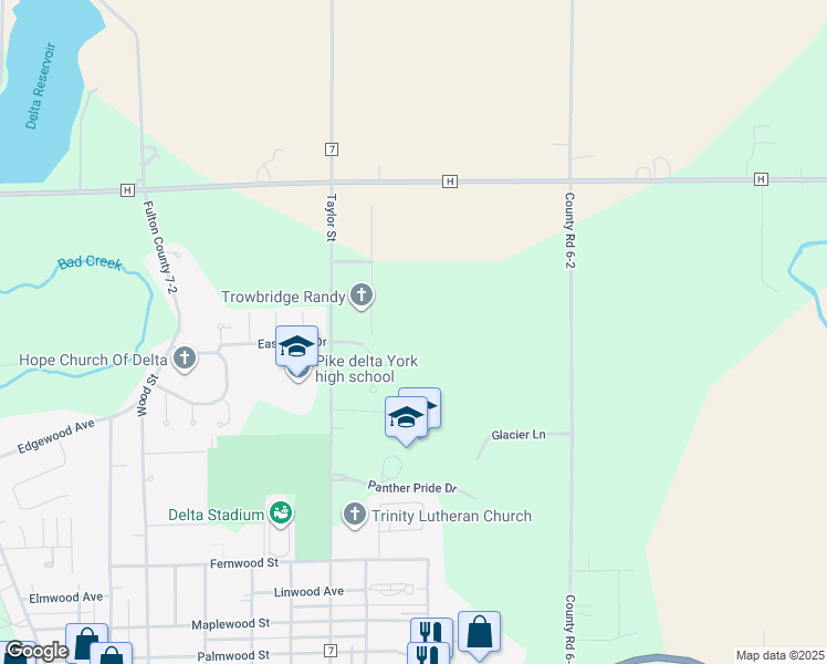 map of restaurants, bars, coffee shops, grocery stores, and more near in Delta