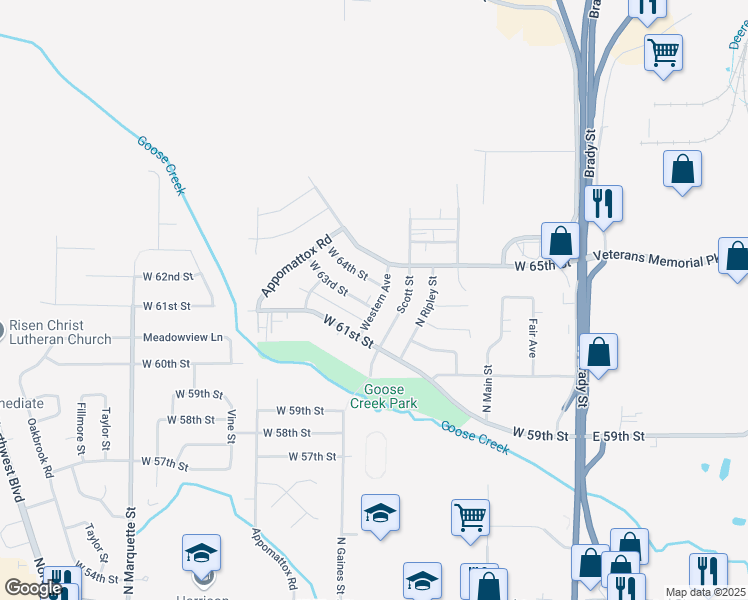 map of restaurants, bars, coffee shops, grocery stores, and more near 614 West 63rd Street in Davenport