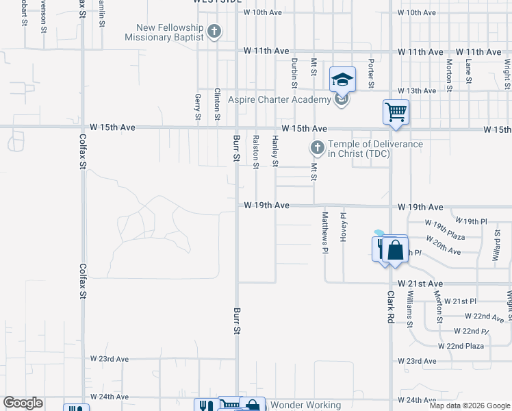 map of restaurants, bars, coffee shops, grocery stores, and more near 5299 West 19th Avenue in Gary