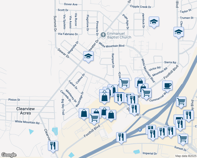 map of restaurants, bars, coffee shops, grocery stores, and more near in Rock Springs