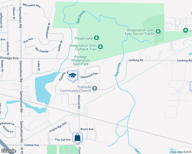 map of restaurants, bars, coffee shops, grocery stores, and more near 7063 Sherwood Avenue in Portage