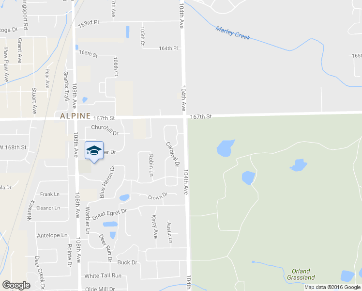 map of restaurants, bars, coffee shops, grocery stores, and more near 16747 Winterberry Lane in Orland Park
