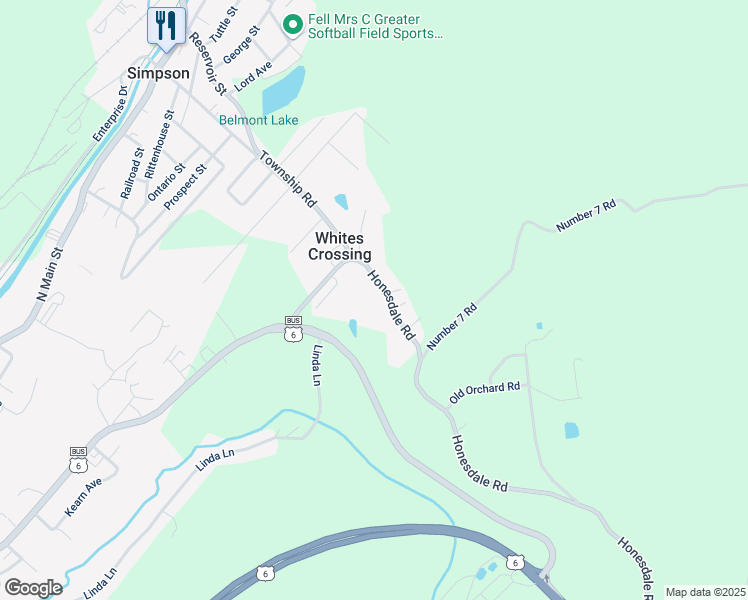 map of restaurants, bars, coffee shops, grocery stores, and more near 60 Honesdale Road in Carbondale