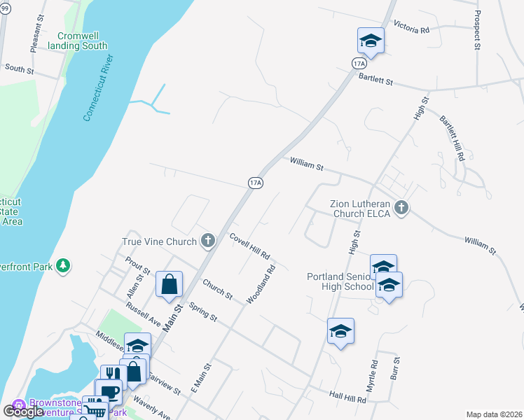 map of restaurants, bars, coffee shops, grocery stores, and more near 12 Edwards Road in Portland