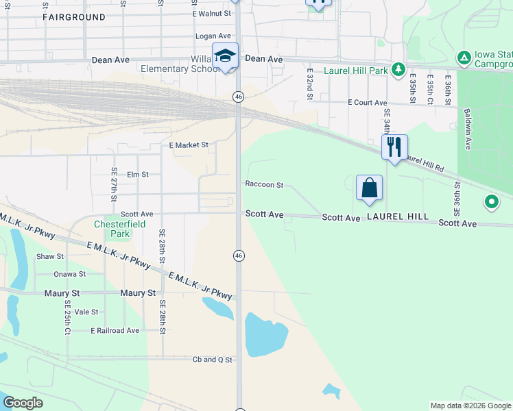 map of restaurants, bars, coffee shops, grocery stores, and more near 3032 Scott Avenue in Des Moines