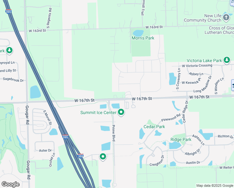 map of restaurants, bars, coffee shops, grocery stores, and more near 15460 West 167th Street in Lockport
