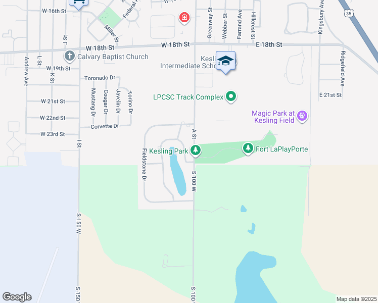 map of restaurants, bars, coffee shops, grocery stores, and more near A St in La Porte