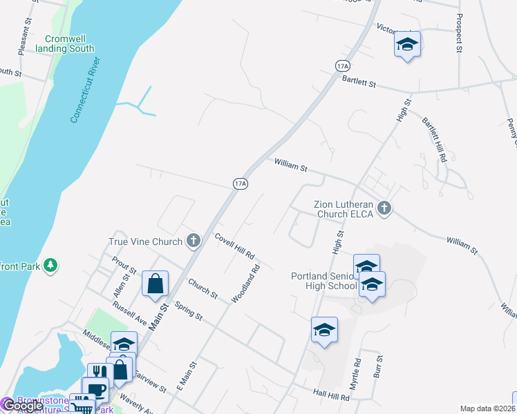 map of restaurants, bars, coffee shops, grocery stores, and more near 12 Edwards Road in Portland