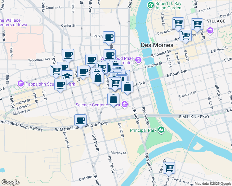 map of restaurants, bars, coffee shops, grocery stores, and more near in 