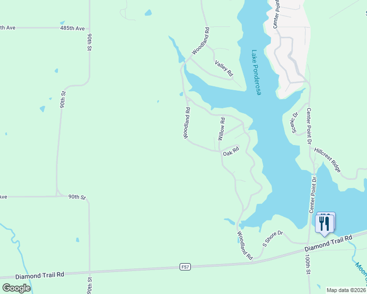 map of restaurants, bars, coffee shops, grocery stores, and more near 348 Woodland Road in Montezuma