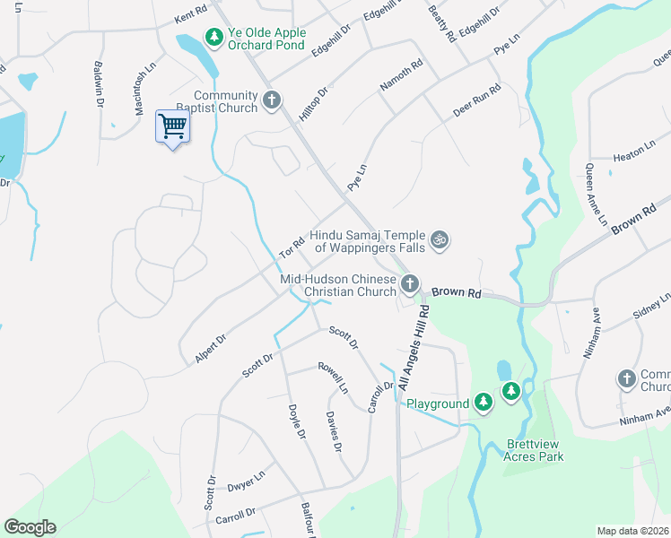 map of restaurants, bars, coffee shops, grocery stores, and more near 5 Alpert Drive in Wappingers Falls