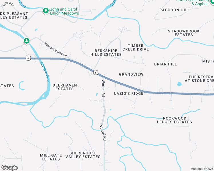 map of restaurants, bars, coffee shops, grocery stores, and more near 10535 Worrell Road in Kirtland