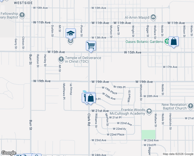 map of restaurants, bars, coffee shops, grocery stores, and more near 4500 West 19th Avenue in Gary