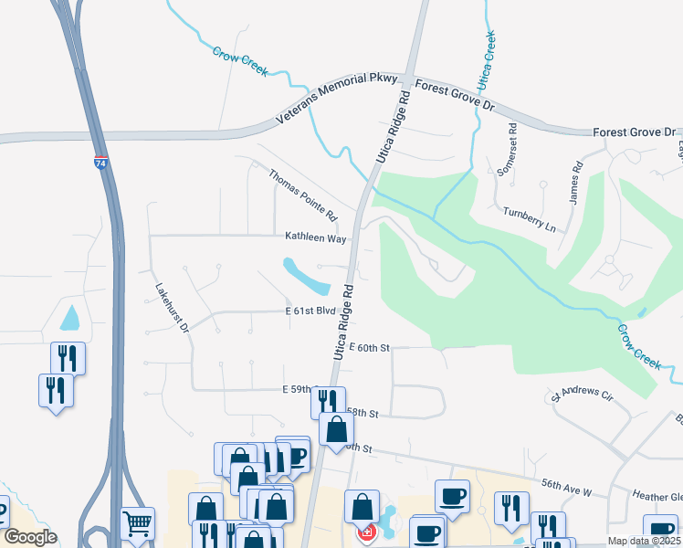 map of restaurants, bars, coffee shops, grocery stores, and more near 4031 Lakehurst Court in Davenport