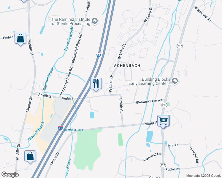 map of restaurants, bars, coffee shops, grocery stores, and more near 2 West Meadow Lane in Middletown