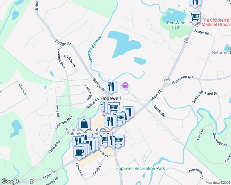 map of restaurants, bars, coffee shops, grocery stores, and more near 15 Railroad Ave in Hopewell Junction