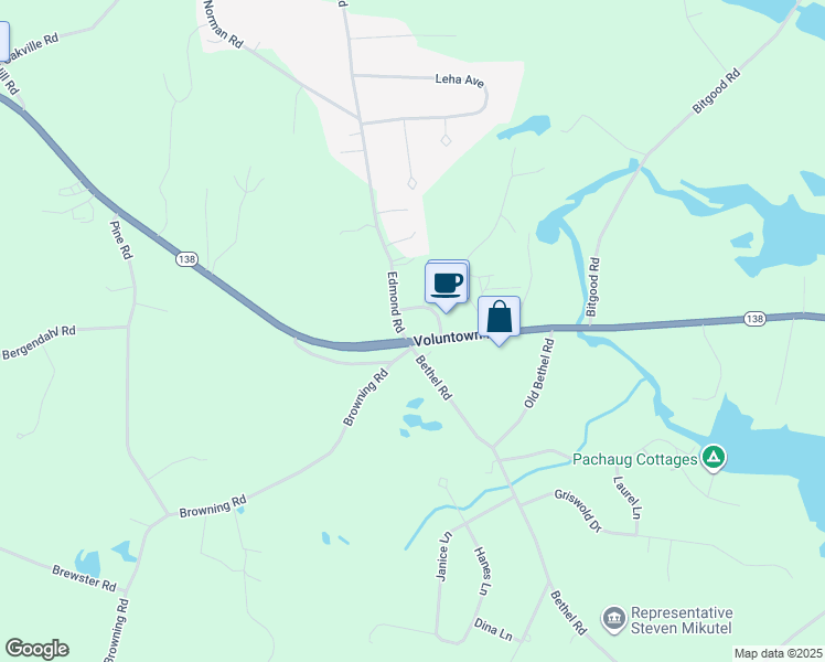 map of restaurants, bars, coffee shops, grocery stores, and more near 7 Browning Road in Griswold