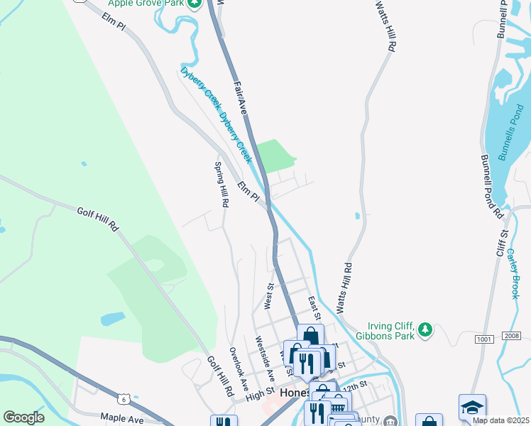 map of restaurants, bars, coffee shops, grocery stores, and more near 1800 Fair Avenue in Honesdale