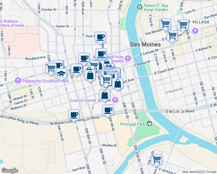 map of restaurants, bars, coffee shops, grocery stores, and more near in 
