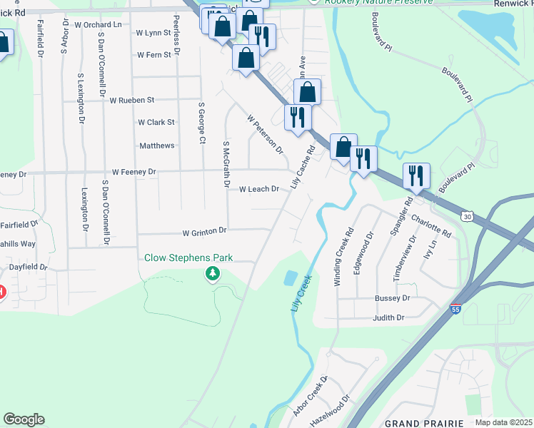 map of restaurants, bars, coffee shops, grocery stores, and more near 23251 West Margaret Court in Plainfield