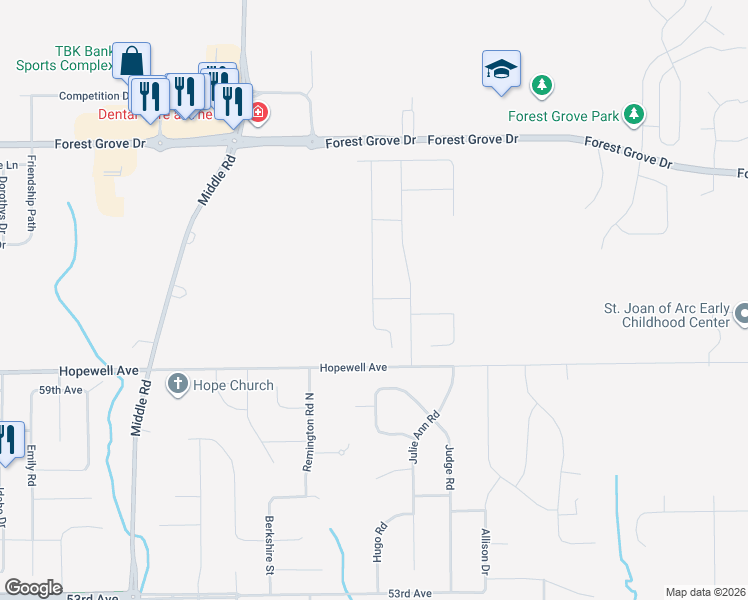 map of restaurants, bars, coffee shops, grocery stores, and more near 5783 Judge Road in Bettendorf