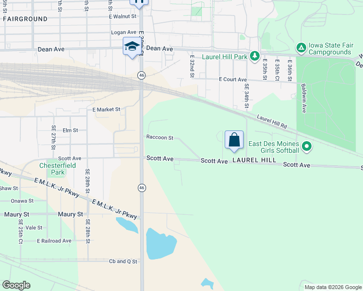 map of restaurants, bars, coffee shops, grocery stores, and more near 3114 Scott Avenue in Des Moines