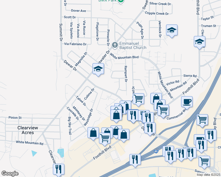 map of restaurants, bars, coffee shops, grocery stores, and more near 2756 Koven Drive in Rock Springs