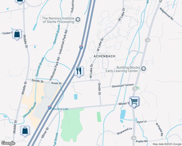 map of restaurants, bars, coffee shops, grocery stores, and more near 2 West Meadow Lane in Middletown