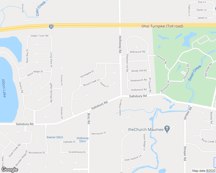 map of restaurants, bars, coffee shops, grocery stores, and more near 3075 Pebble Court in Maumee