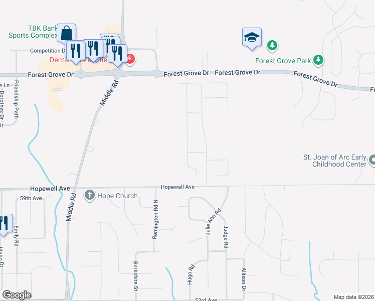 map of restaurants, bars, coffee shops, grocery stores, and more near 5783 Judge Road in Bettendorf