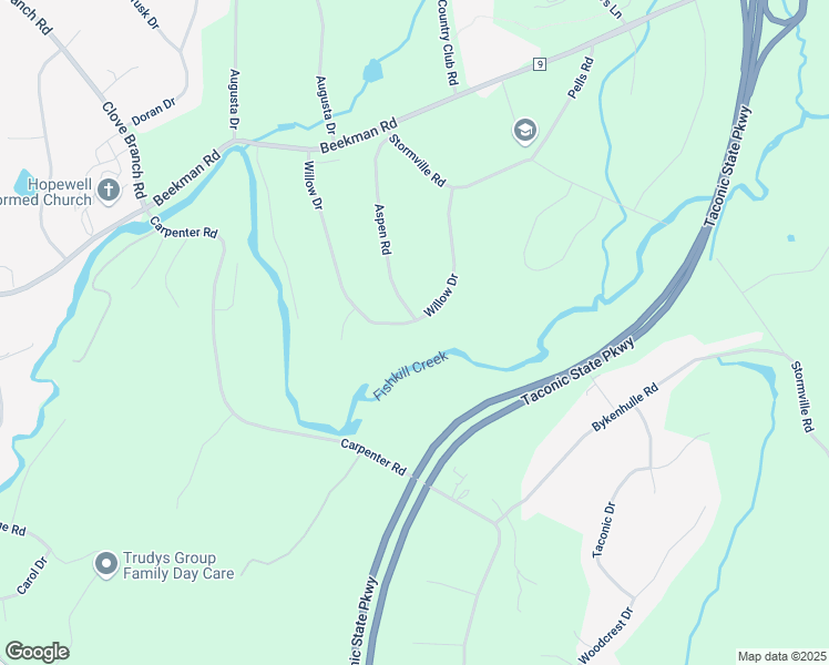 map of restaurants, bars, coffee shops, grocery stores, and more near 27 Willow Drive in Hopewell Junction