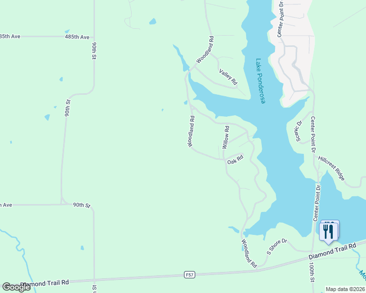 map of restaurants, bars, coffee shops, grocery stores, and more near 348 Woodland Road in Montezuma
