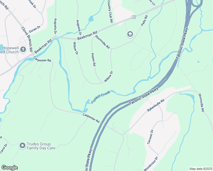 map of restaurants, bars, coffee shops, grocery stores, and more near 27 Willow Drive in Hopewell Junction