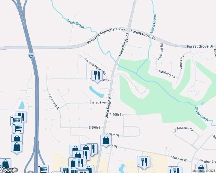 map of restaurants, bars, coffee shops, grocery stores, and more near 4034 Kathleen Way in Davenport