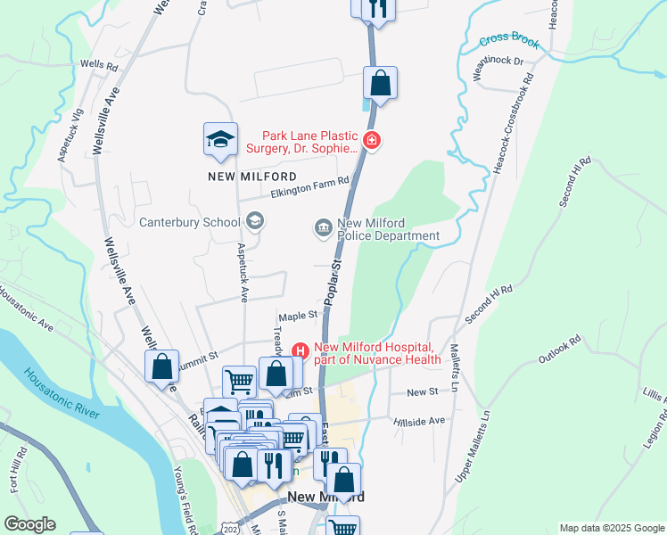 map of restaurants, bars, coffee shops, grocery stores, and more near 1 Buczek Lane in New Milford