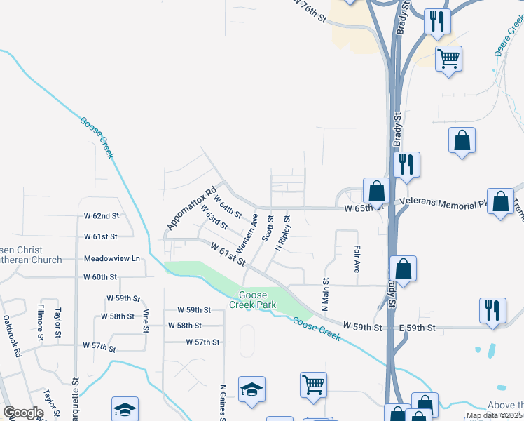 map of restaurants, bars, coffee shops, grocery stores, and more near 417 Paul Revere Place in Davenport