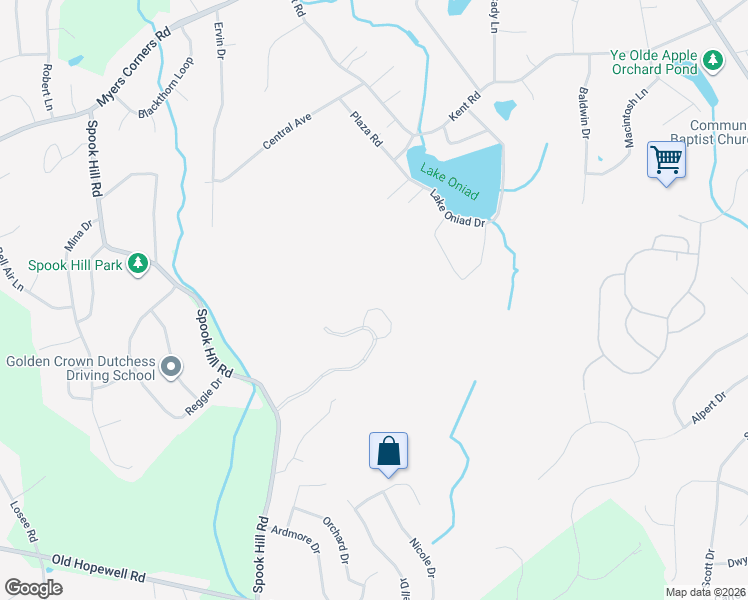 map of restaurants, bars, coffee shops, grocery stores, and more near 68 Fieldstone Loop in Wappingers Falls