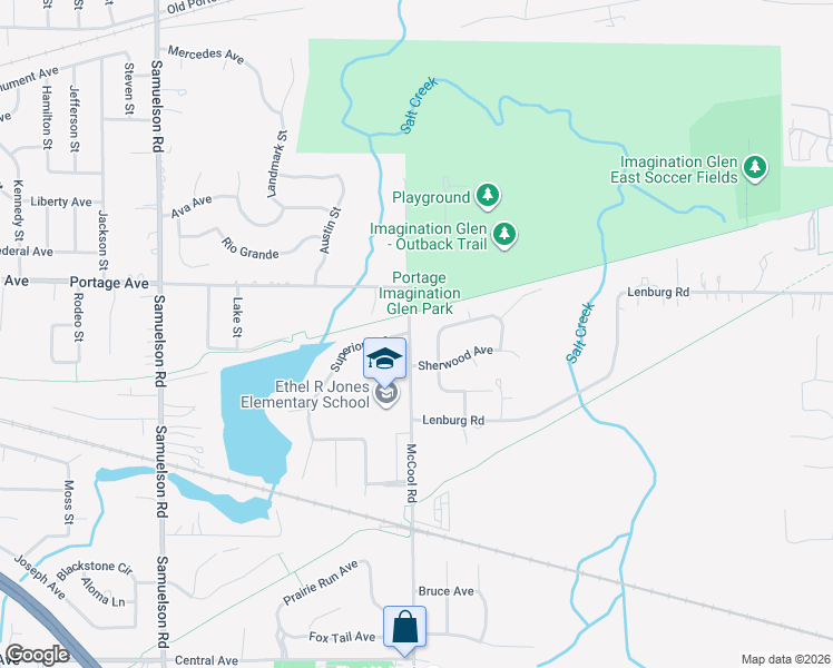 map of restaurants, bars, coffee shops, grocery stores, and more near 2295 McCool Road in Portage