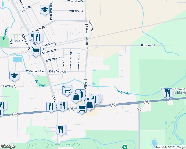 map of restaurants, bars, coffee shops, grocery stores, and more near 2955 South Fulton-Lucas Road in Swanton