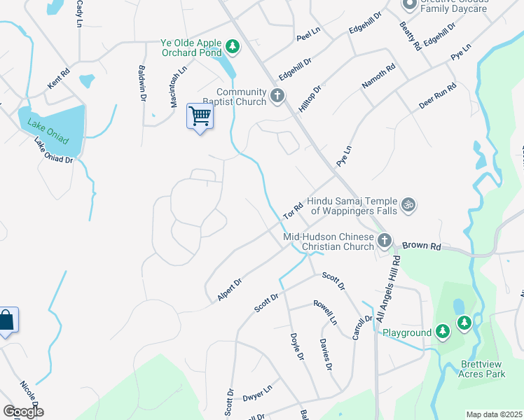 map of restaurants, bars, coffee shops, grocery stores, and more near 14 Sylvia Drive in Wappingers Falls