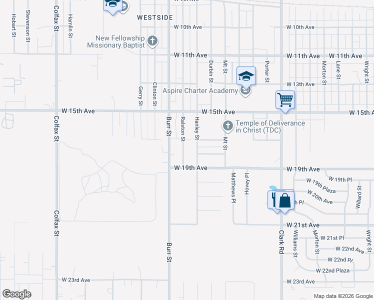 map of restaurants, bars, coffee shops, grocery stores, and more near 1721 Ralston Street in Gary