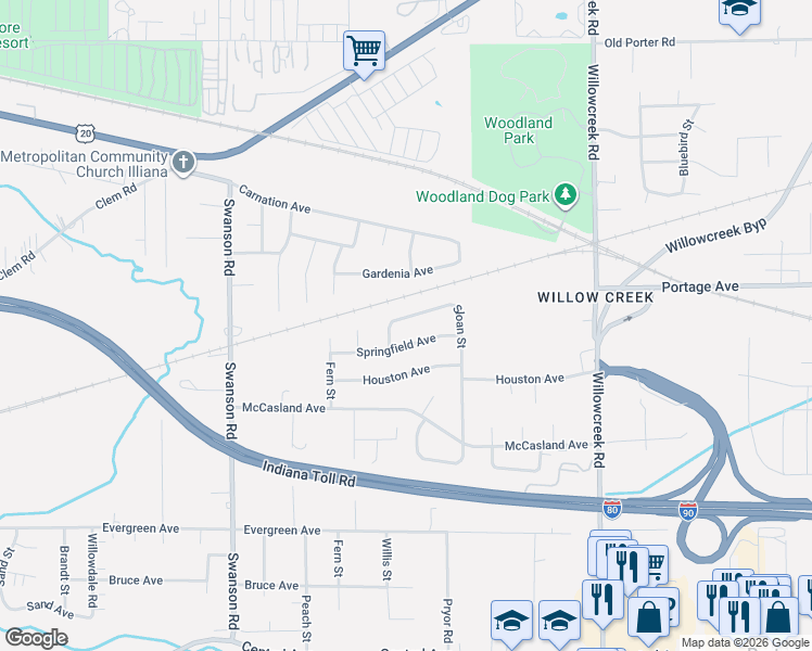 map of restaurants, bars, coffee shops, grocery stores, and more near 2299-5700 Sloan Ave in Portage