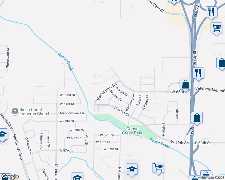 map of restaurants, bars, coffee shops, grocery stores, and more near 674 West 64th Street in Davenport